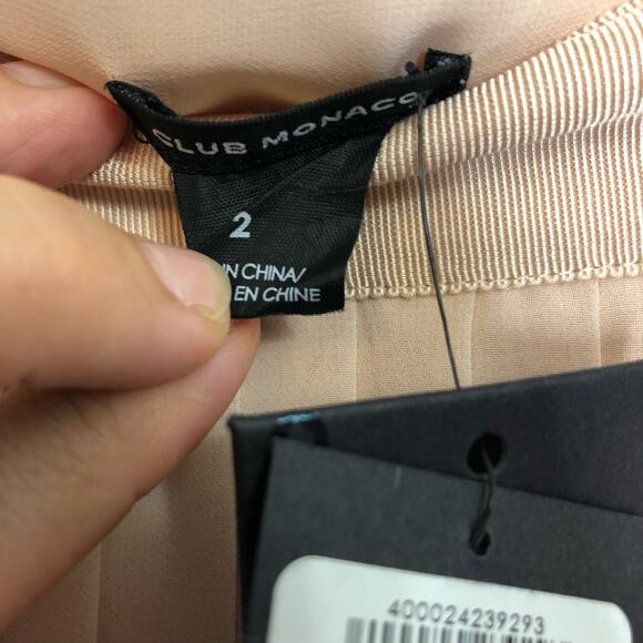 Club Monaco Skirt Cream Neutral Blush Accordion Pleated Midi Chiffon NEW 2 - Picture 5 of 9